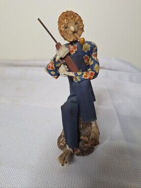 Vtg. Handmade Corn Cobb "The Happy Hunter" Whimsical American Folk Art.